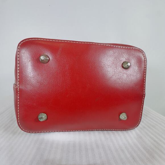 Vintage EGO Red Leather Tote Bag Y2K Bow Detail Top Handle Structured Purse Med - Picture 6 of 10